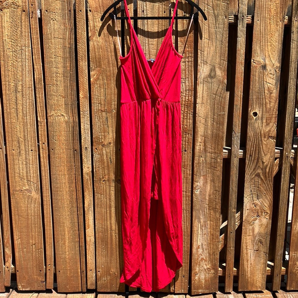 Red high-low dress
